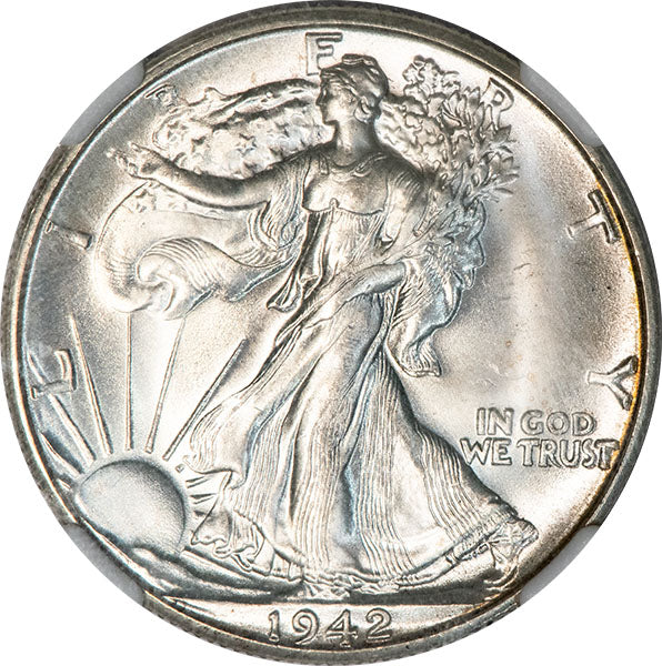 1942-D 50C NGC MS66+ CAC Walking Liberty Half dollar obverse