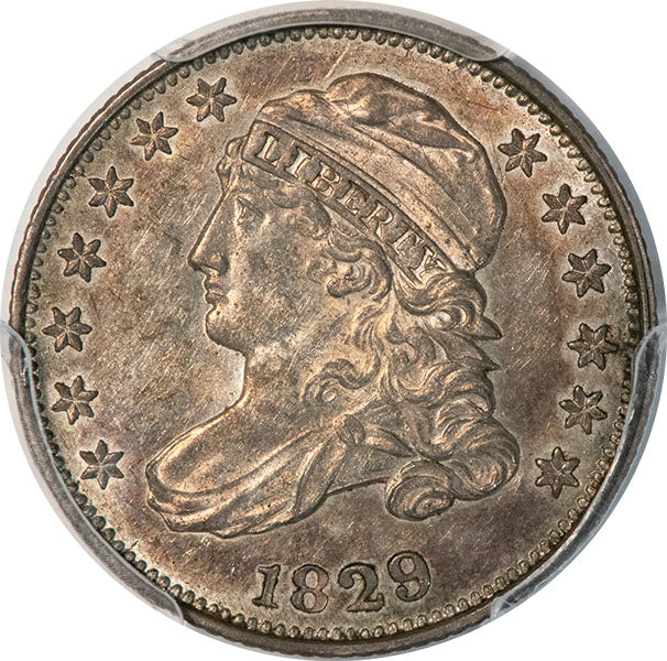 1829 10C Small 10C JR-6, R.3 PCGS AU58 Bust Dime Obverse