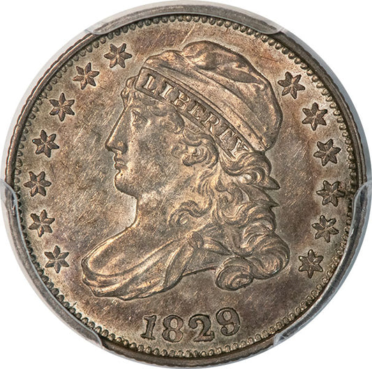 1829 10C Small 10C JR-6, R.3 PCGS AU58 Bust Dime Obverse