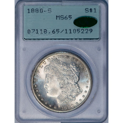 (7118) 1880-S $1 PCGS MS65 CAC Old Holder