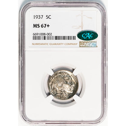 1937 5C NGC MS67+ CAC Buffalo Nickel slab