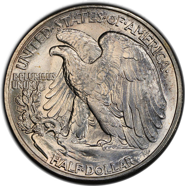 1942 50C PCGS MS67 CAC Walking Liberty Half Dollar reverse