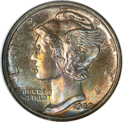 1929 10C NGC MS66FB Mercury Dime obverse