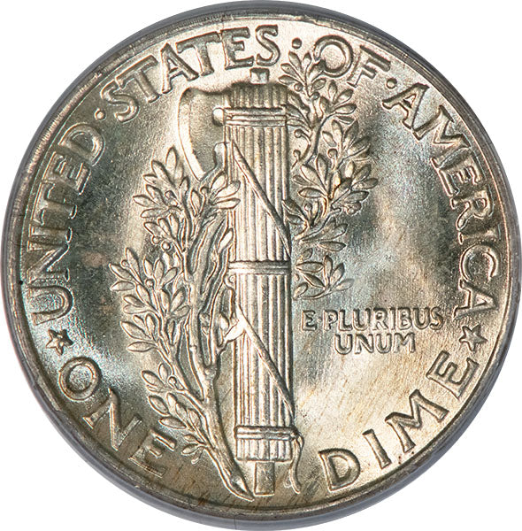 1935 10C PCGS MS66FB Mercury Dime Full Band old holder reverse