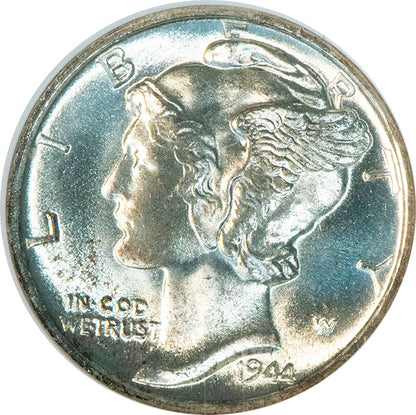 1944-S 10C MS67FB Mercury Dime old holder obverse