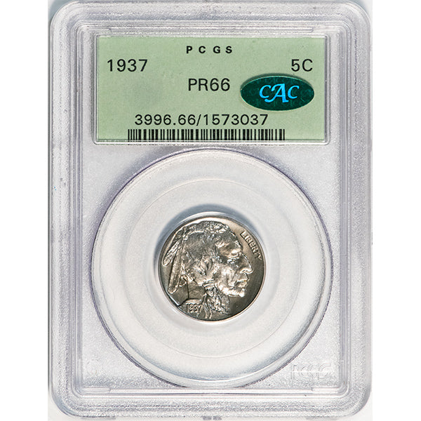 1937 5C PCGS PR66 CAC Buffalo Nickel old holder slab