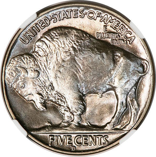 1938-D 5C NGC MS67+ Buffalo Nickel reverse