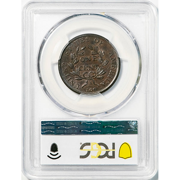 (1475) 1802 1C PCGS AU58 CAC S-231 Draped Bust Cent reverse slab