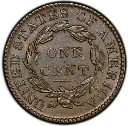 1830 1C Large Letters N-1, R.1 PCGS XF45 Coronet Head Cent Reverse