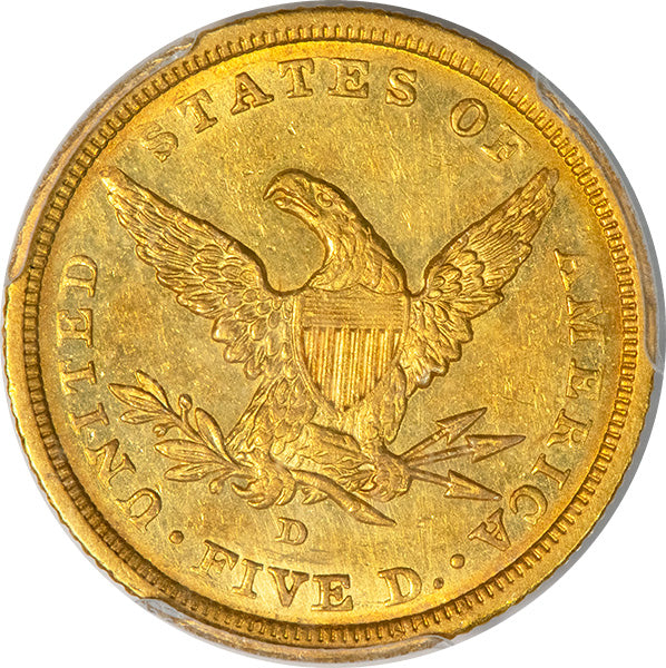 (8210) 1842-D $5 PCGS MS61 Small Date Liberty reverse