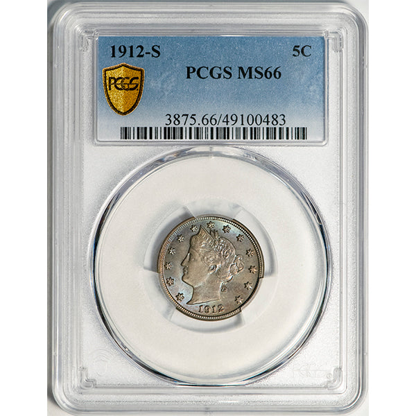 (3875) 1912-S 5C PCGS MS66 Liberty Nickel slab