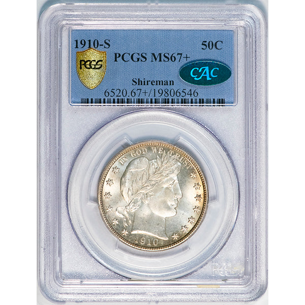 (6520) 1910-S 50C PCGS MS67+ CAC