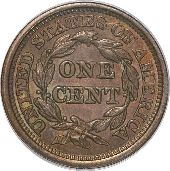 (1862) 1845 1C PCGS MS63BN Coronet Large Cent reverse