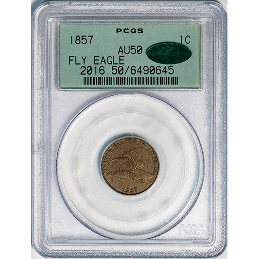 (2016) 1857 1C PCGS AU50 CAC Old Holder Flying Eagle slab