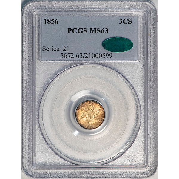 (3672) 1856 3CS PCGS MS63 Three Cent Silver slab