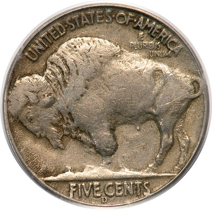 1937-D 5C PCGS VF20 CAC 3 Legs Buffalo Nickel reverse