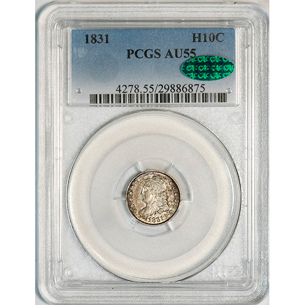 (4278) 1831 H10C PCGS AU55 CAC Bust Half Dime slab