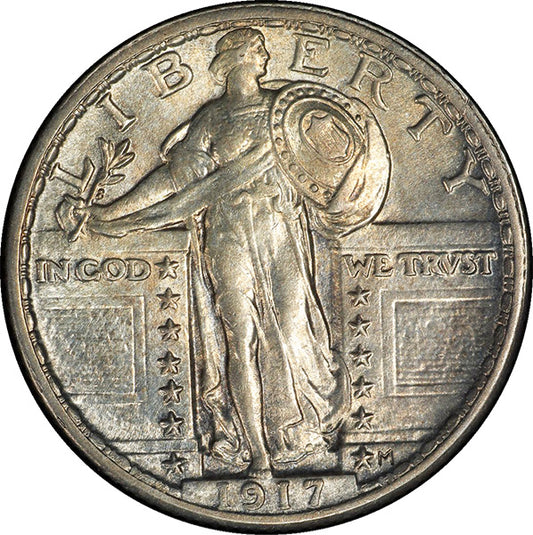 (5715) 1917 25C PCGS MS63FH Type 2 Standing Liberty obverse