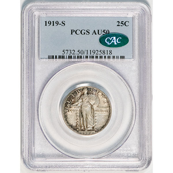 (5732) 1919-S 25C PCGS AU50 CAC