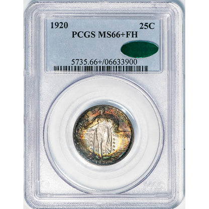 (5735) 1920 25C PCGS MS66+FH CAC Standing Liberty slab