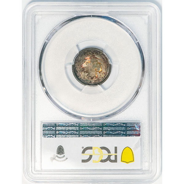 1876 10C PCGS MS66 CAC Colorfully toned Liberty Seated Dime reverse slab