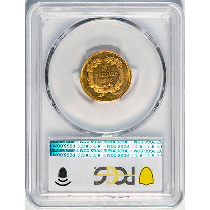 1886 $3 PCGS MS63PL reverse slab