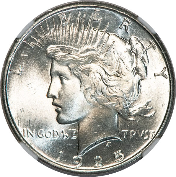 1925 $1 NGC MS66+ CAC Peace Dollar obverse