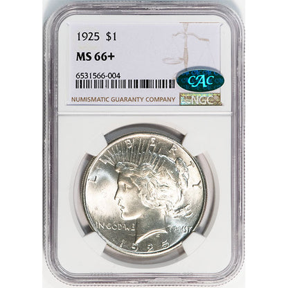 1925 $1 NGC MS66+ CAC Peace Dollar slab