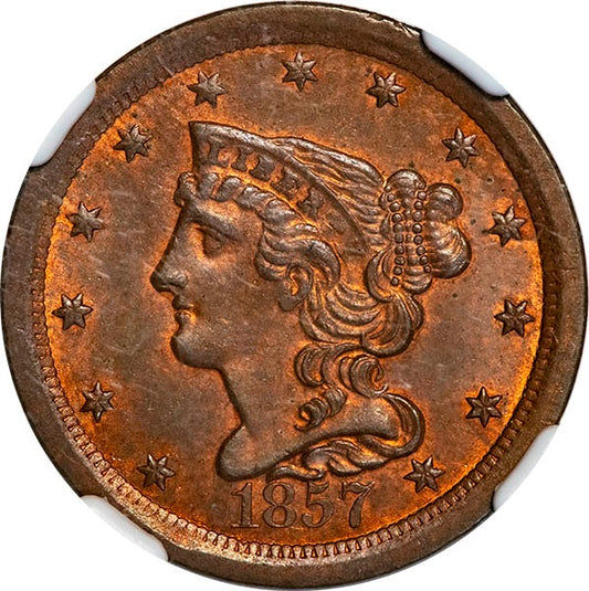 (1240) 1857 1/2C NGC MS65RB