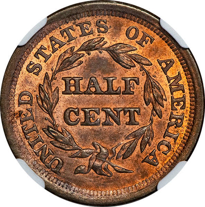 (1240) 1857 1/2C NGC MS65RB
