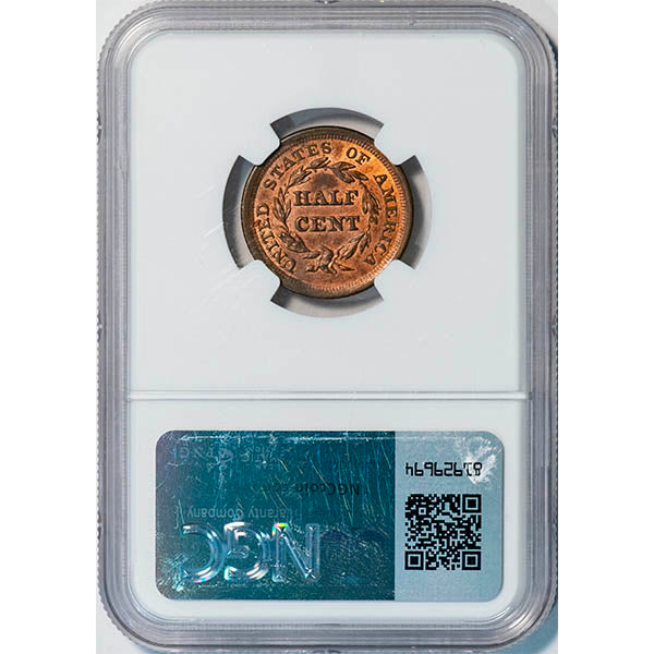 (1240) 1857 1/2C NGC MS65RB