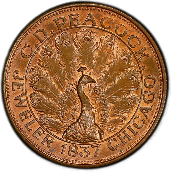 1837 Token PCGS MS64RB Peacock reverse