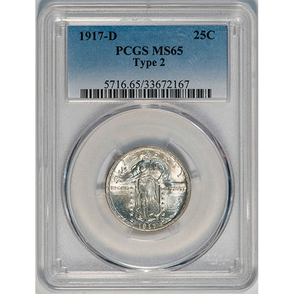 (5716) 1917-D 25C PCGS MS66 Standing Liberty slab