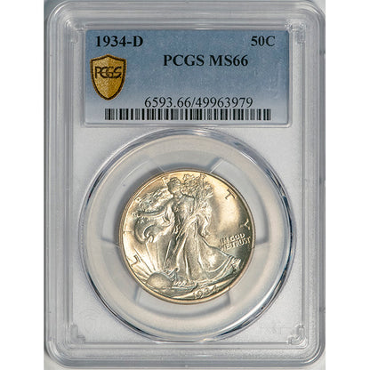 (6593) 1934-D 50C PCGS MS66 Walking Liberty slab