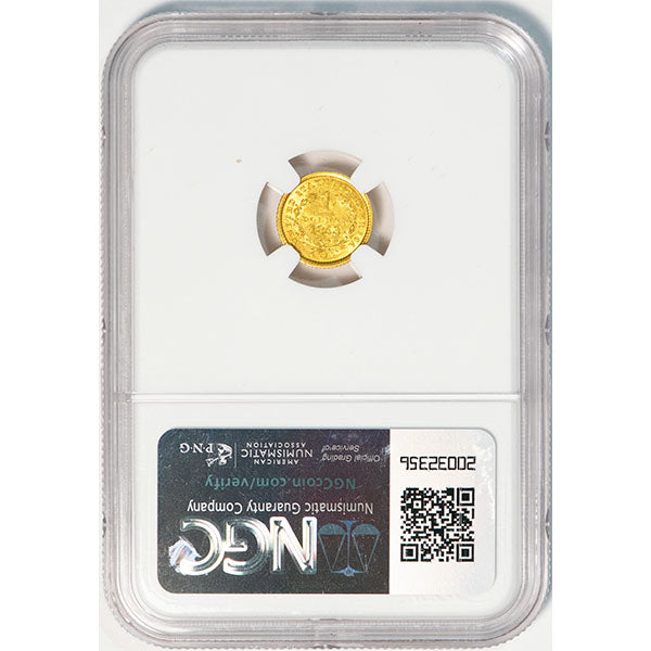 (7524) 1853-O G$1 NGC MS62 Gold Dollar reverse slab