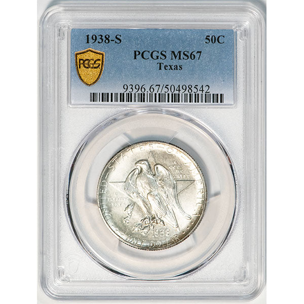 1938-S 50C Texas PCGS MS67 Silver Commemorative slab