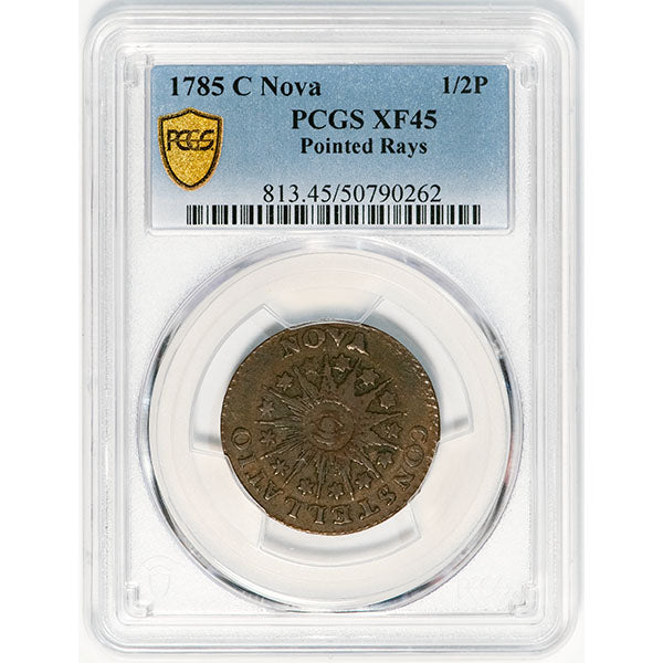 1785 C Nova 1/2P Pointed Rays PCGS XF45 slab