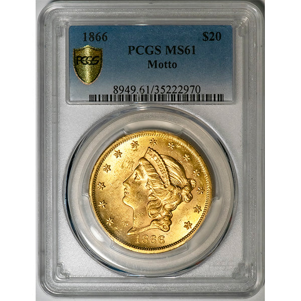 (8949) 1866 $20 Motto PCGS MS61