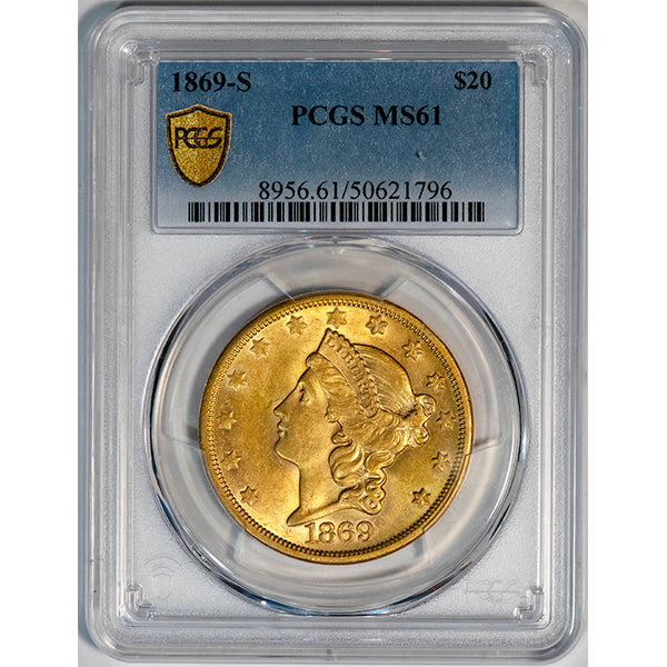 (8956) 1869-S $20 PCGS MS61 Liberty slab