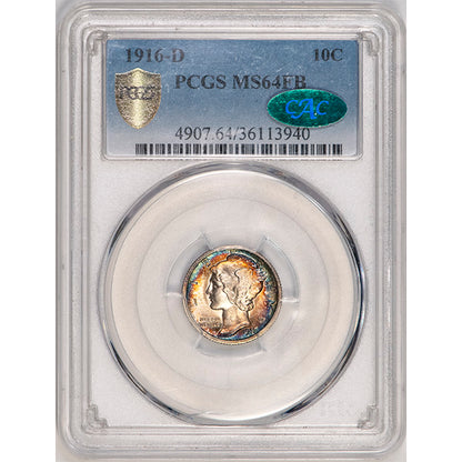 (4907) 1916-D 10C PCGS MS64FB CAC