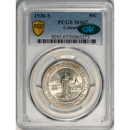 ((9293) 1936-S 50C PCGS MS67 CAC Columbia slab