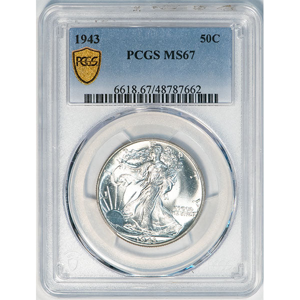 1943 50C PCGS MS67 Walking Liberty Half Dollar slab