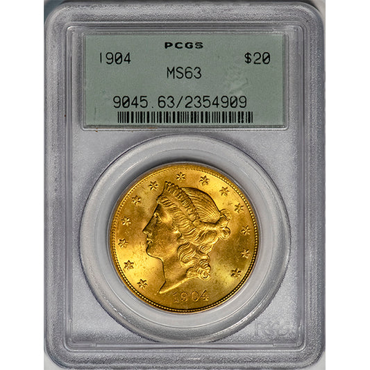 (9045) 1904 $20 PCGS MS63 Liberty slab