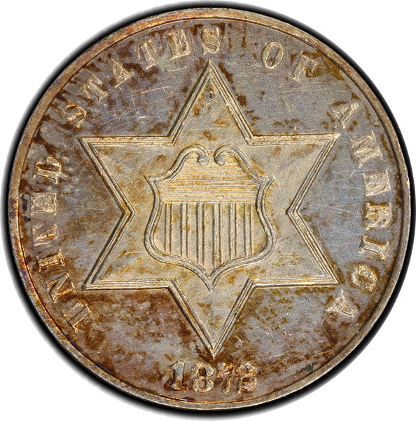 1872 3CS PCGS PR64 CAC Star Three Cent Silver obverse