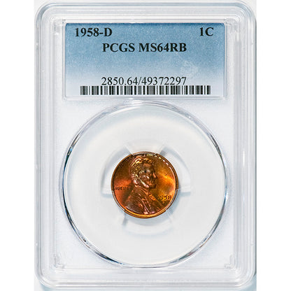 1958-D 1C PCGS MS64RB Lincoln Cent slab