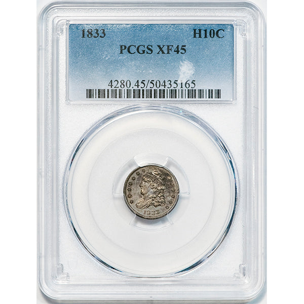 1833 H10C PCGS XF45 Capped Bust Half Dime slab