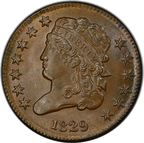 1829 1/2C PCGS MS66BN CAC obverse