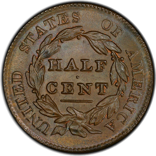 1829 1/2C PCGS MS66BN CAC reverse