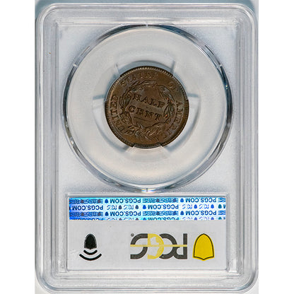 1829 1/2C PCGS MS66BN CAC reverse slab