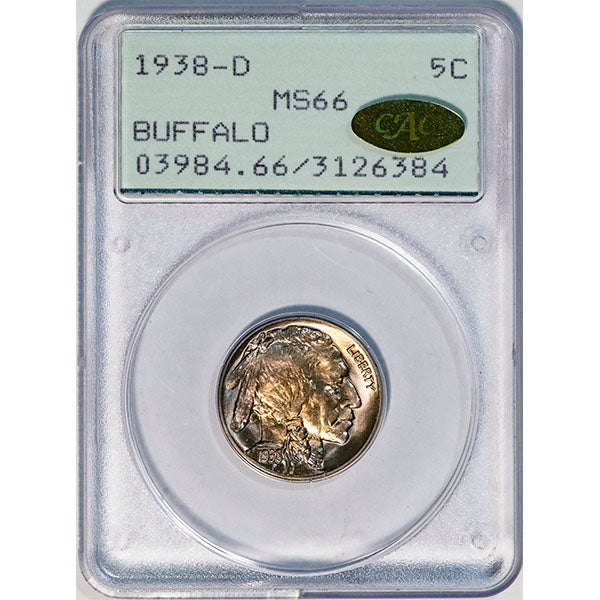 (3984) 1938-D/D 5C PCGS MS66 CAC